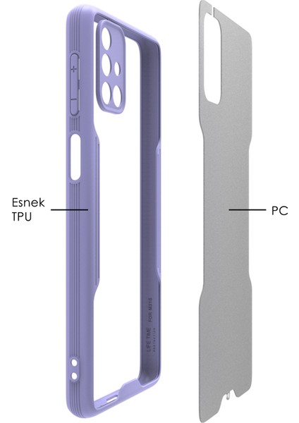 Samsung Galaxy M51 Kılıf M515 Şeffaf Arka Renkli Çerçeve Hpr