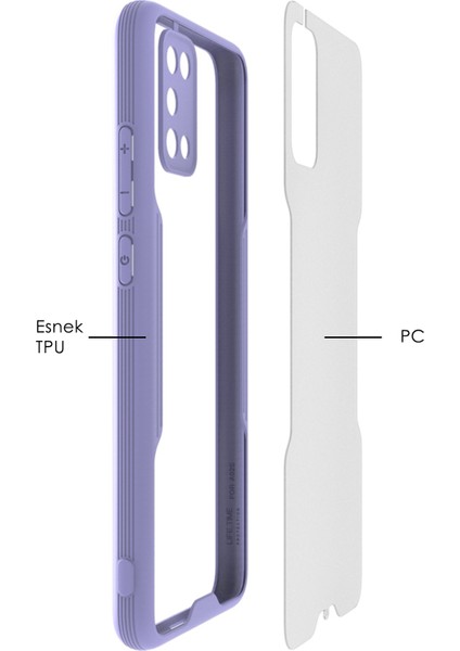 Samsung Galaxy A02S Kılıf A205 Şeffaf Arka Renkli Çerçeve Hpr
