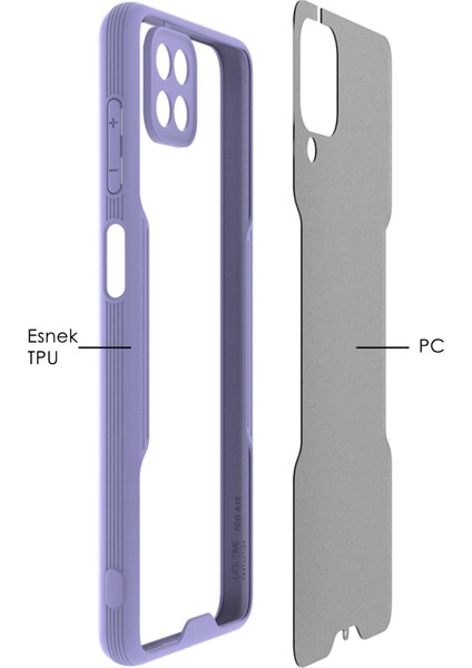 Samsung Galaxy A12 Kılıf A125 Şeffaf Arka Renkli Çerçeve Hpr fiyatları