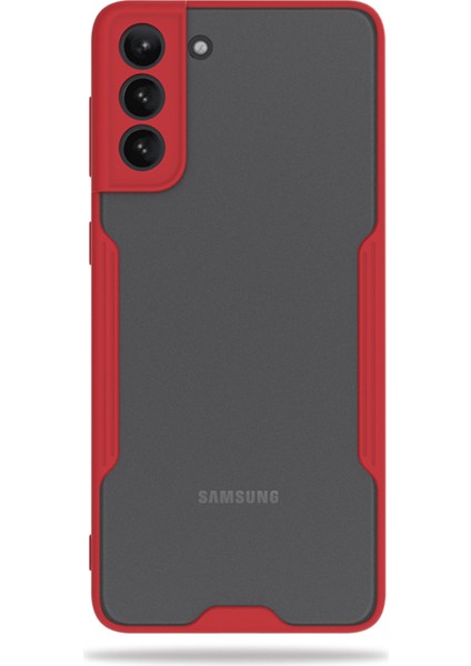 Samsung Galaxy S21 Kılıf G990 G991 Şeffaf Arka Renkli Çerçeve Hpr