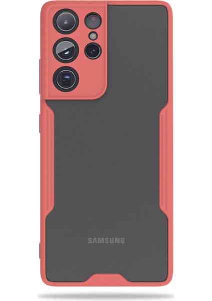 Samsung Galaxy S21 Ultra Kılıf G998 Şeffaf Arka Renkli Çerçeve Hpr