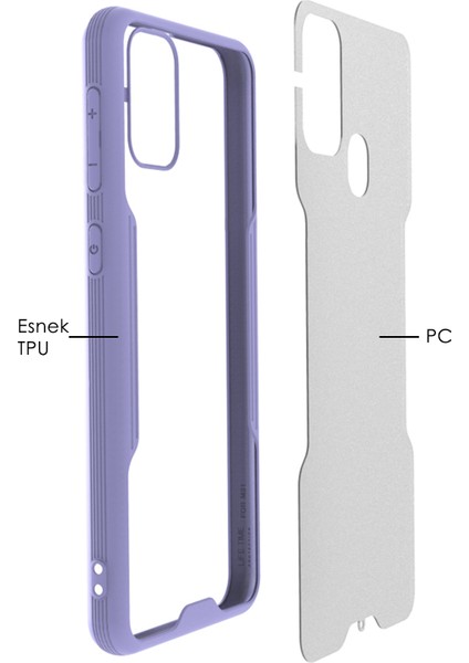 Samsung Galaxy M31 Kılıf M315 Şeffaf Arka Renkli Çerçeve Hpr