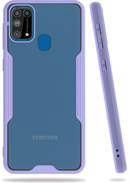 Samsung Galaxy M31 Kılıf M315 Şeffaf Arka Renkli Çerçeve Hpr