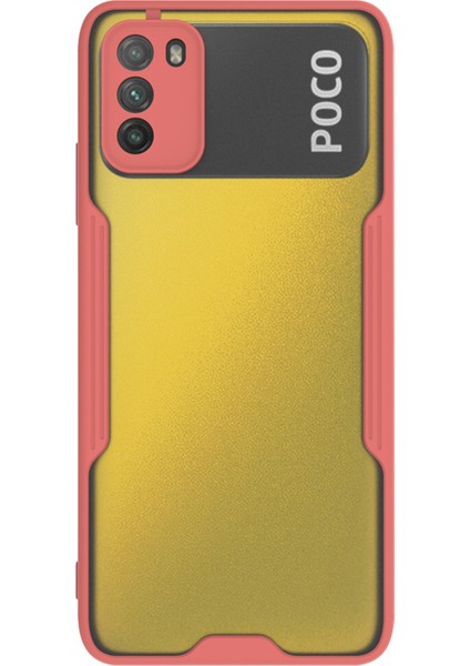 Xiaomi Poco M3 Kılıf Şeffaf Arka Renkli Çerçeve Hpr