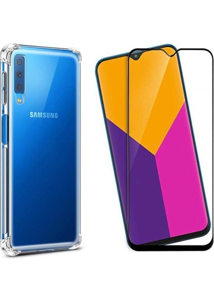 Samsung Galaxy A50 Kılıf Kenar Koruma Silikon + 6d Esnek Nano Cam