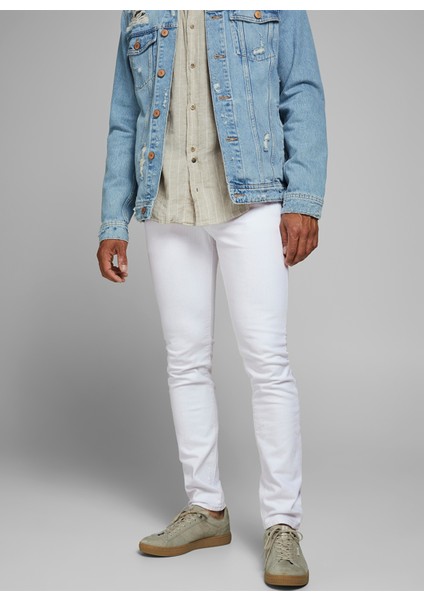 Düşük Bel Slim Fit Beyaz Erkek Denim Pantolon fırsatları