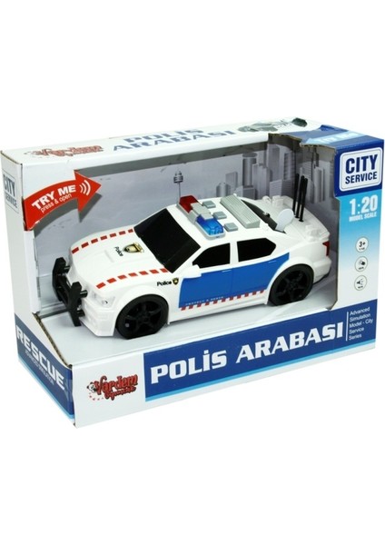 1:20 Sürtmeli Sesli Işıklı Polis Arabası - Beyaz