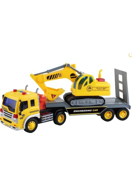 1:16 Sürtmeli Sesli Işıklı Excavator Taşıyan Tır