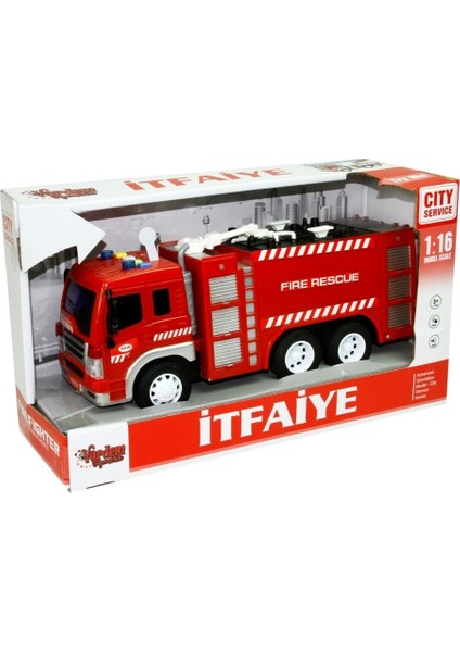 1:16 Sürtmeli Sesli Işıklı İtfaiye Kırmızı