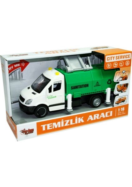 1:16 Sürtmeli Işıklı Sesli Temizlik Aracı - Yeşil