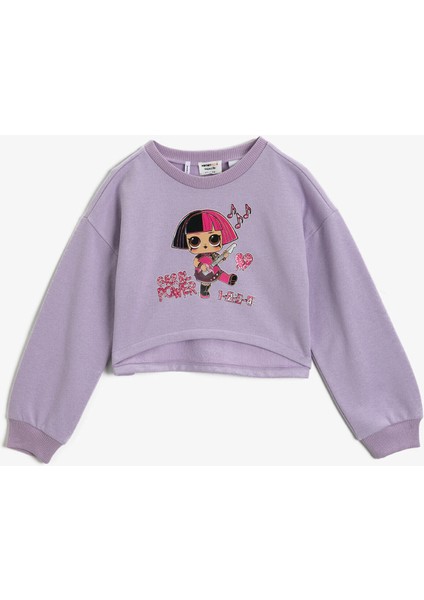 Baskılı Uzun Kollu Sweatshirt Pamuklu