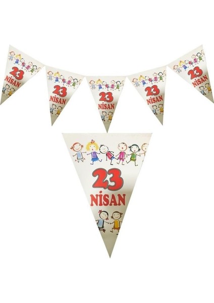 23 Nisan Şertli Bayrak 10'lu Ipli Bayrak (15X25CM Her Biri) Kuşe Kağıt