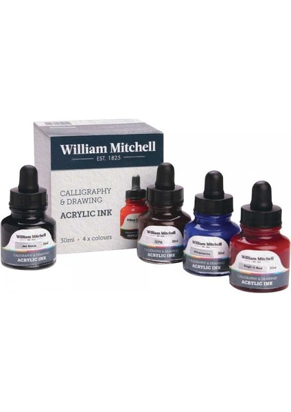 : Akrilik Mürekkep Seti : 4 Renk x 30 ml