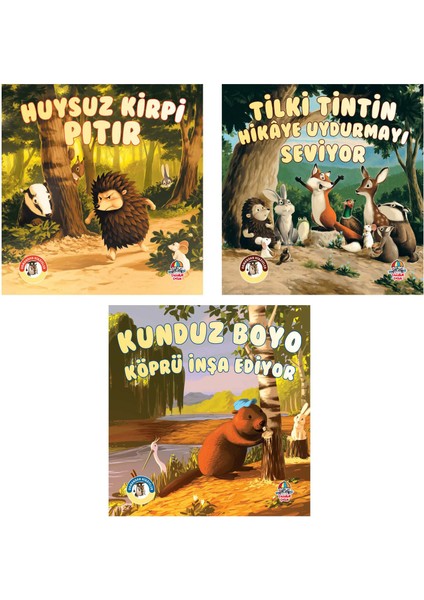 Ormandan Hikayeler Serisi - Kunduz Boyo + Huysuz Kirpi Pıtır + Tilki Tintin Set 6+ Yaş Hikaye Kitabı – Öykü 3 Kitap