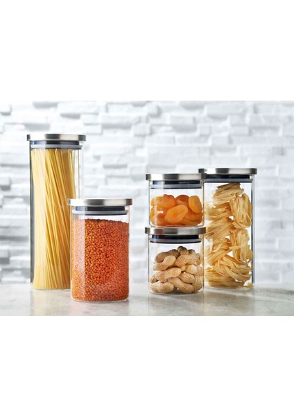 Vetro Çelik Kapak 5'li Cam Saklama Kabı VTR701GCNST
