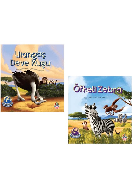 Bozkırdan Arkadaşlar Serisi Öfkeli Zebra + Utangaç Deve Kuşu  Set  6+ Yaş  Hikaye Kitabı – Öykü  2 Kitap