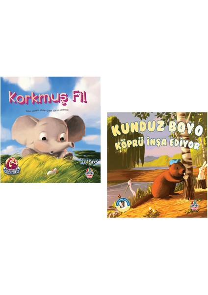 Bozkırdan ve Ormandan Serilerinden Korkmuş Fil + Kunduz Boyo Set 6+ Yaş Hikaye Kitabı – Öykü 2 Kitap