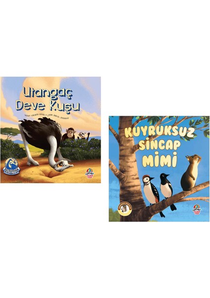 Bozkırdan ve Ormandan Serilerinden Utangaç Deve Kuşu + Kuyruksuz Sincap Mimi Set 6+ Yaş Hikaye Kitabı – Öykü 2 Kitap