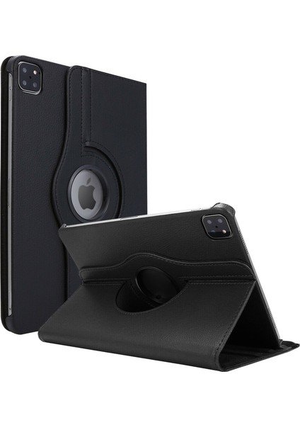 Apple iPad Pro 11'' 2021 3. Nesil Kılıf (A2377-A2459-A2301-A2460) 360 Rotating Stand Deri Siyah