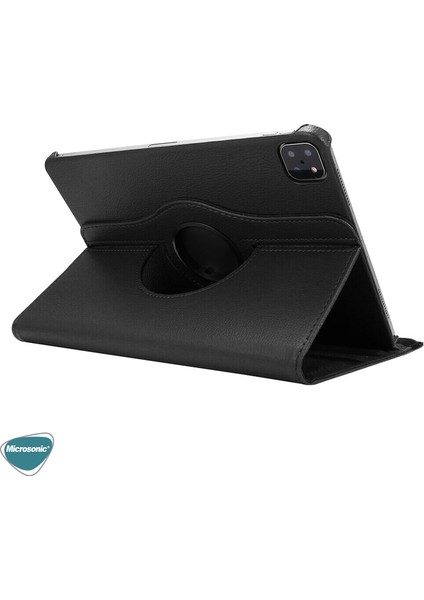 Apple iPad Pro 11'' 2021 3. Nesil Kılıf (A2377-A2459-A2301-A2460) 360 Rotating Stand Deri Siyah