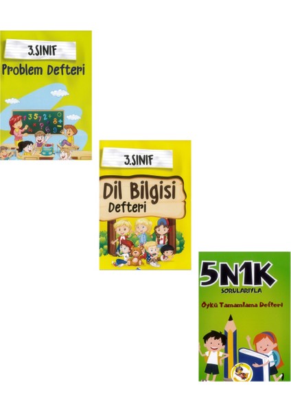 3. Sınıf Problem Defteri + Dil Bilgisi Defteri + Öykü Tamamlama 3 Lü Set