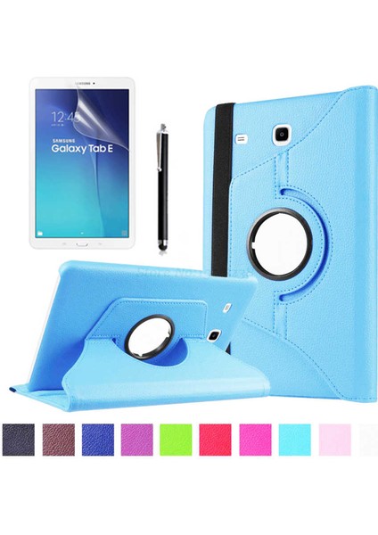 Samsung Galaxy Tab E T560 9.6 Kılıf 360 Derece Dönen Standlı Pu-Deri New Case+Kalem+Ekran