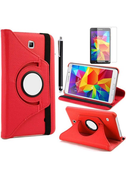 Samsung Galaxy Tab 4 7.0 T230 Kılıf 360 Derece Dönen Standlı Pu-Deri New Case+Kalem+Ekran
