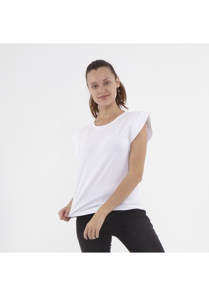Kolsuz Basic T-Shirt Beyaz