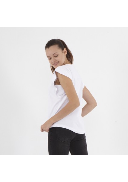 Kolsuz Basic T-Shirt Beyaz indirimleri
