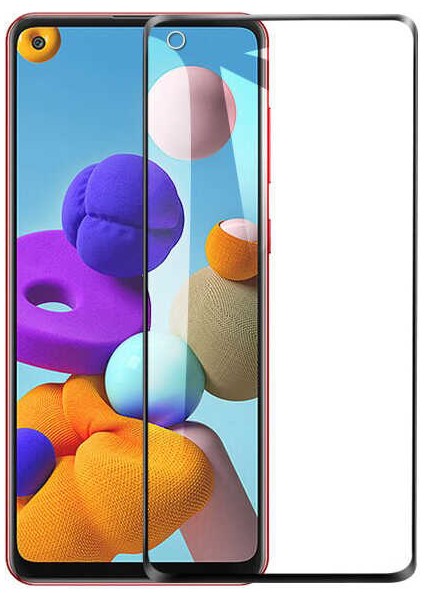 Samsung Galaxy A21 Ekran Koruyucu Full Tam Kaplayan Kavisli Tempered Cam