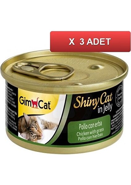 Shinycat Tavuk Etli Çimenli Jöleli Kedi Konservesi 70 gr (3 Adet)