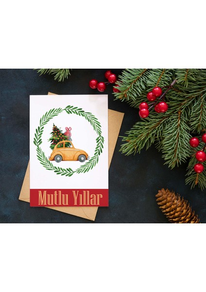 Yılbaşı Happy New Year Tebrik Kartı Kartpostalı