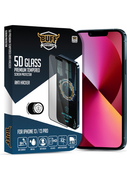 iPhone 13/13 Pro 5d Glass Anti Hacker Ekran Koruyucu