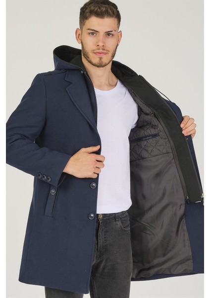 PLT8406 Dewberry Erkek Palto-Lacivert