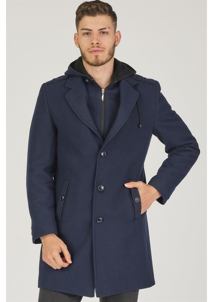 PLT8406 Dewberry Erkek Palto-Lacivert