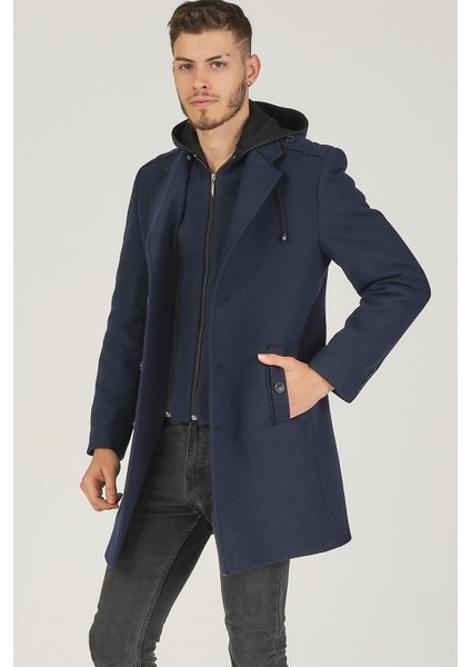 PLT8406 Dewberry Erkek Palto-Lacivert