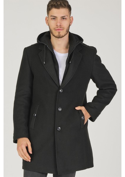 PLT8406 Dewberry Erkek Palto-Siyah