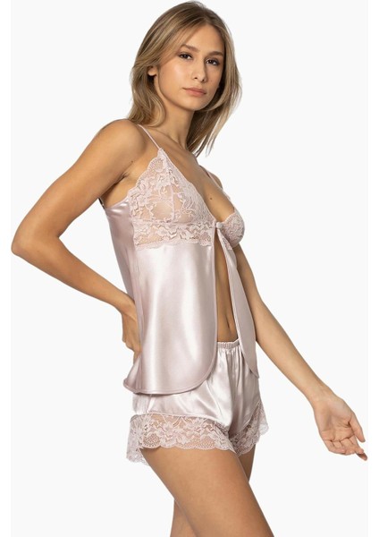 Pıerre Cardın 405 Kadın Saten Dantelli Şort Takım Gecelik fırsatları