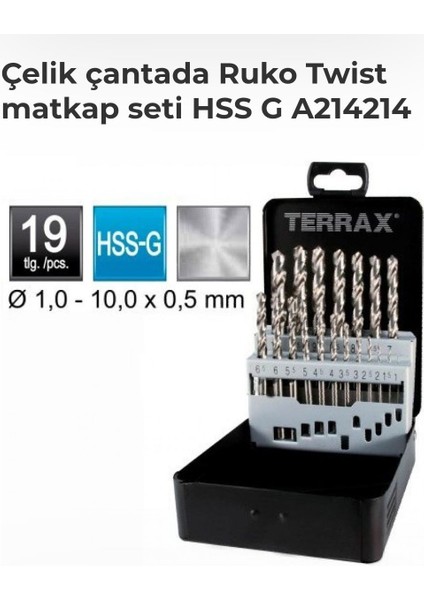 Terrax Matkap Ucu Seti Dın 388N Tip Hss-G 19 Parça Alman Malı Terrax By Ruko