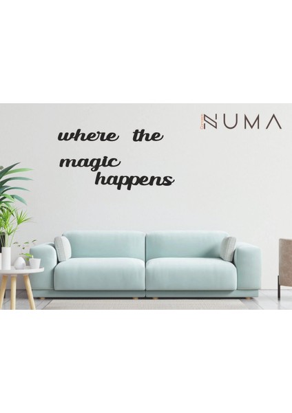 Numa Concept Duvar Süsü Kare Ahşap Tablo Where The Magic Happens