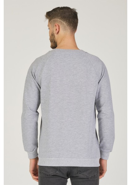 V4003 Reglan Kol Erkek Sweatshirt-Gri