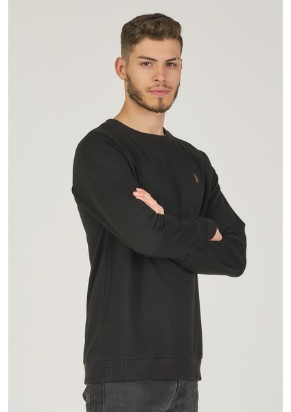 V4003 Reglan Kol Erkek Sweatshirt-Siyah