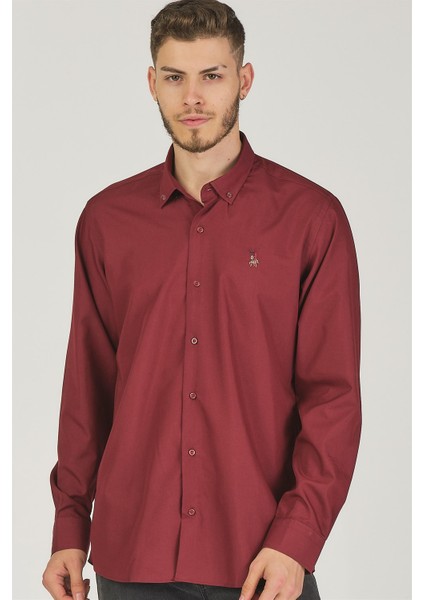G725 Dewberry Erkek Gömlek-Bordo