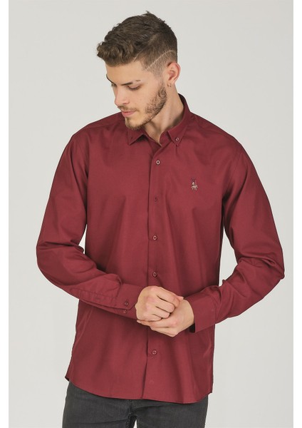 G725 Dewberry Erkek Gömlek-Bordo modelleri