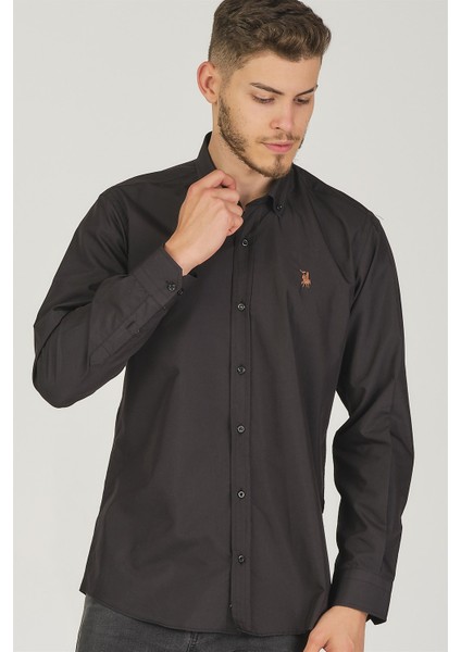 G725 Dewberry Erkek Gömlek-Siyah