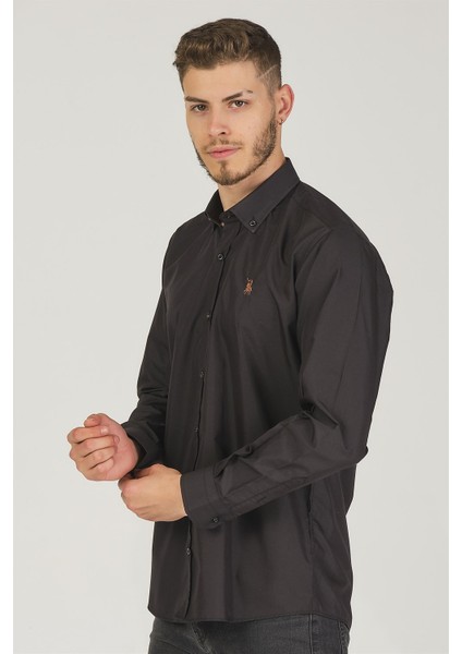 G725 Dewberry Erkek Gömlek-Siyah indirimleri