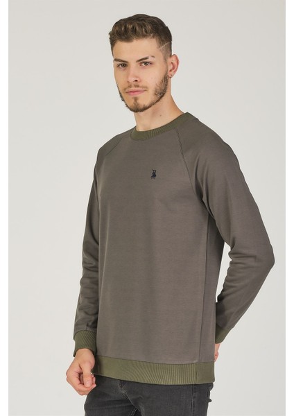 V4003 Reglan Kol Erkek Sweatshirt-Haki fırsatları