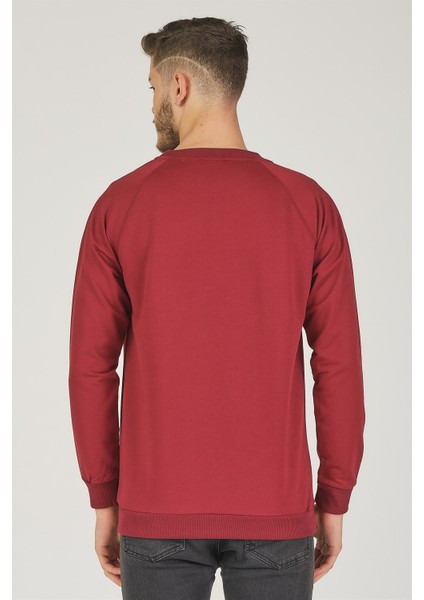 V4003 Reglan Kol Erkek Sweatshirt-Bordo