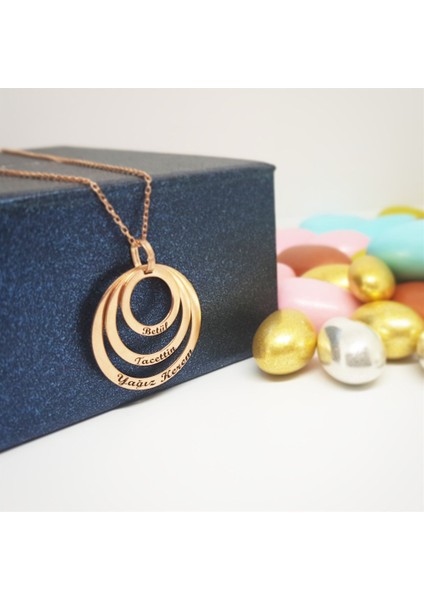 Üçlü Halka Isim Gümüş Kolye