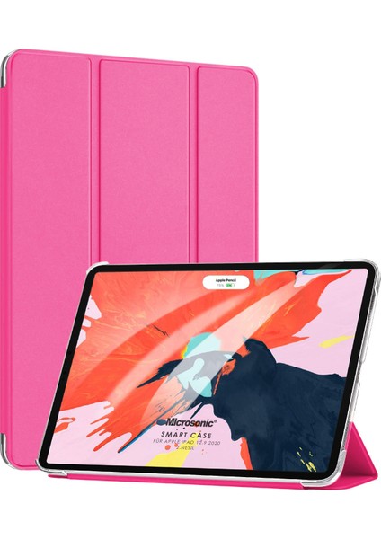 Apple iPad Pro 12.9'' 2021 5. Nesil Kılıf (A2378-A2461-A2379-A2462) Slim Translucent Back Smart Cover Pembe
